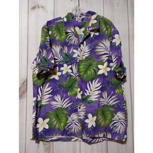 Pacific Legend Shirt Men's 2xl Purple Button Front Short Sleeve Tropical Hawaiia